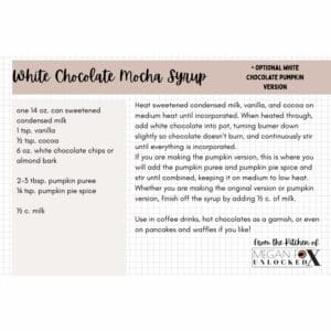 White Chocolate (Pumpkin) Mocha Syrup